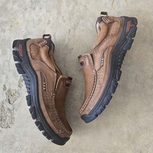 Brown Suede Leather Slip-On Shoes Tan sz 8